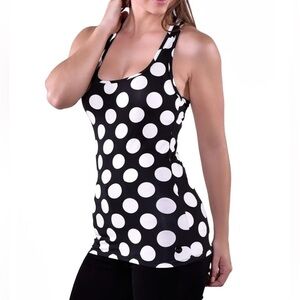 🆕Love Rocks Black and White Sequins Big Circle Dots Tank Top M🆕
